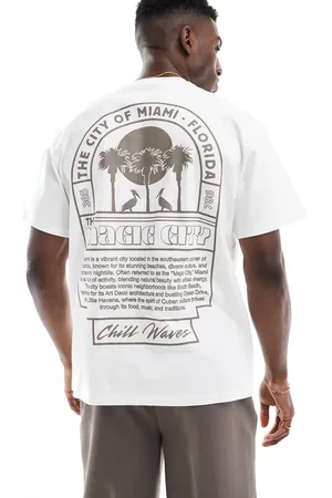 Pull&Bear T-shirt met grafische Miami print op de achterkant in