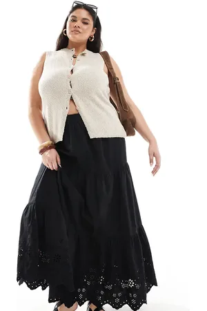 ASOS ASOS DESIGN Curve - Maxi rok van katoen met open patroon in
