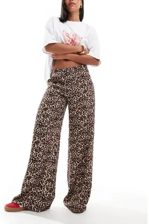 Pull&Bear Broek met wijde pijpen in bruine luipaardprint