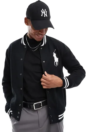 Ralph Lauren Fleece baseballjack met spelerslogo in