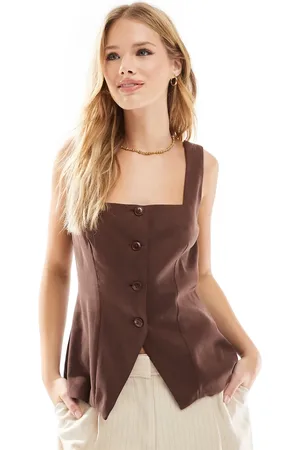 ASOS Gilet met vierkante hals in chocoladebruin