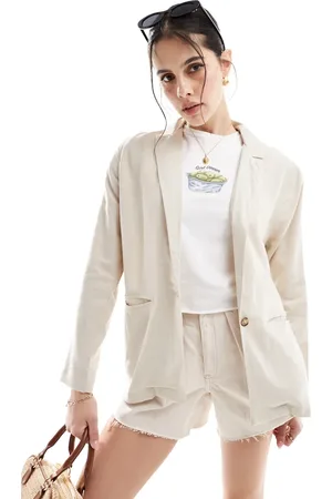 Threadbare Zachte blazer van linnenmix in gebroken