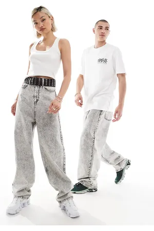 COLLUSION X001 - Unisex anti-fit jeans in grijze wassing