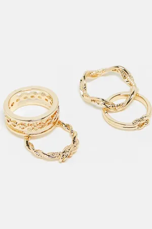 ASOS Set van 4 ringen met geknoopt ontwerp in goudkleur