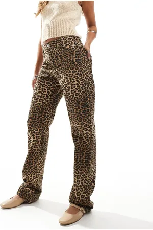Pieces® Jeans met rechte pijpen in luipaardprint