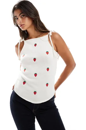 ASOS Haltertop met zakdoekzoom en fruitborduursels in