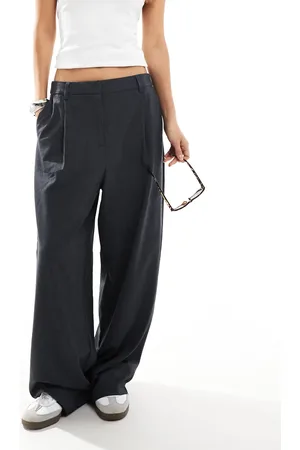 Pieces® Elegante baggy dad broek in donkergrijs