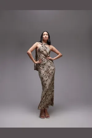 Topshop Maxi-jurk met halternek en abstracte dierenprint