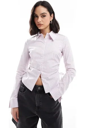 Bershka Gestreepte getailleerde blouse in