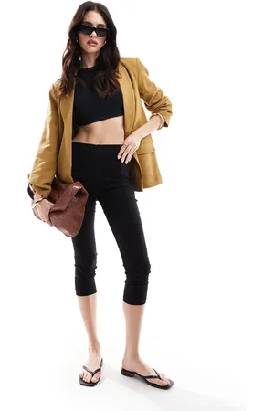 ASOS Ruimvallende blazer met linnen in olijfgroen