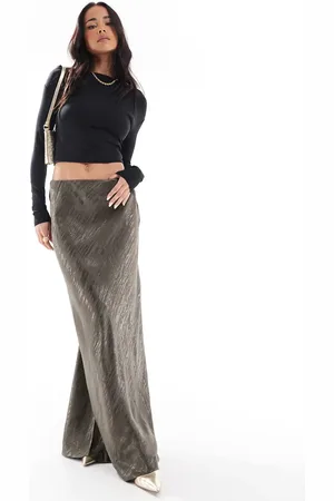 Object Maxi rok met jacquard in taupe