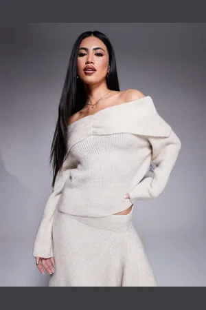 ASOS Trui met blote schouders in ecru, deel van co-ord set