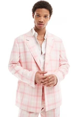 Viggo Eriksen - Geruit oversized colbert in lichtroze