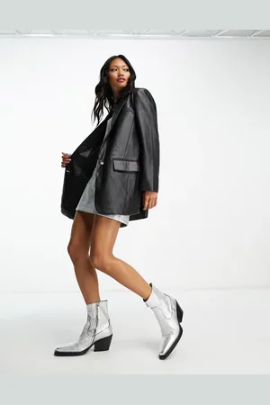 ONLY Oversized blazer van imitatieleer in