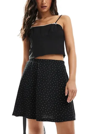 ASOS Midi rok in zwart met stippen