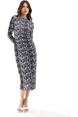 Brave Soul Hoogsluitende jurk van mesh met lange mouwen en tie-dye print