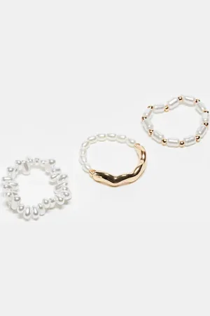 ASOS Set van 3 ringen met imitatieparels