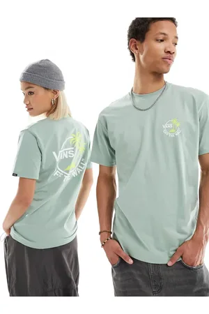 Vans Classic - T-shirt met mini-print van twee palmbomen en een grotere op de rug in lichtgroen