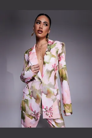 ASOS Single breasted, elegante, nette blazer met bloemenprint, deel van co-ord set
