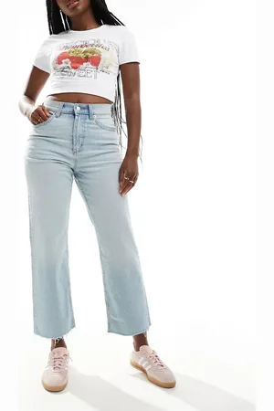ASOS Enkellange jeans met rechte pijpen in getinte bleekwassing