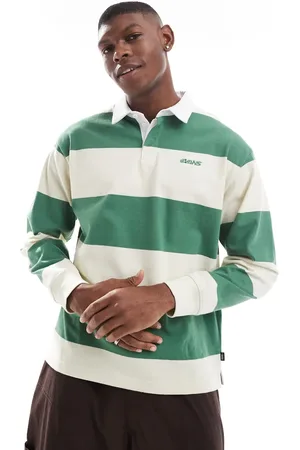 Vans Ward - Gebreid gestreept rugbyshirt met lange mouwen in fairway/citroengeel