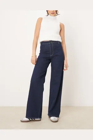 JDY Jeans met wijde pijpen en hoge taille in donkerblauw