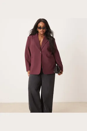 ASOS Curve - Elegante ruimvallende blazer in donker kersenrood