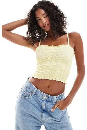 Pull&Bear Gesmokte crop top met gingham ruit in