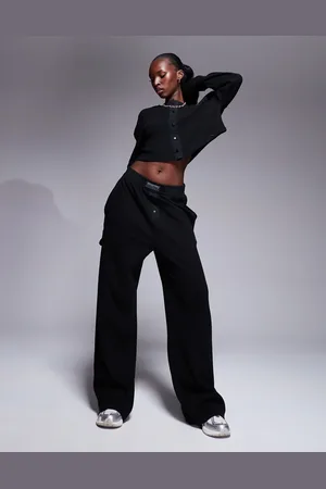 ASOS Weekend Collective - Joggingbroek van nylon met wafelstructuur en wijde pijpen in , deel van co-ord set