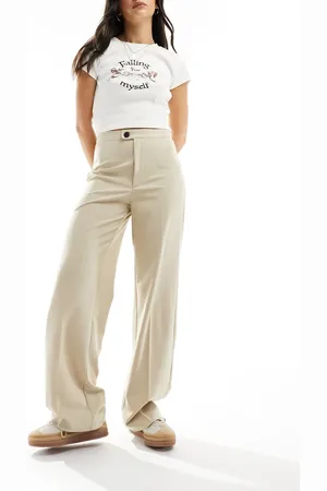 Pull&Bear Elegante broek met hoge taille in beige