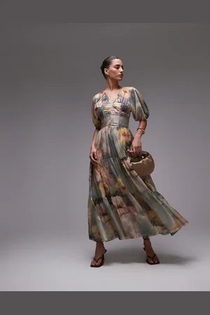 & OTHER STORIES Midi jurk met linnenlook en bloemenprint