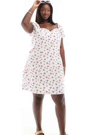 VERO MODA Mini jurk met sweetheart-halslijn, pofmouwen en bloemenprint