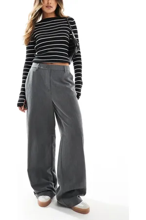 Pieces® Dad broek met wijde pijpen en riemlussen in