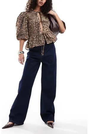 ASOS Dad jeans met wijde pijpen in spoelwassing