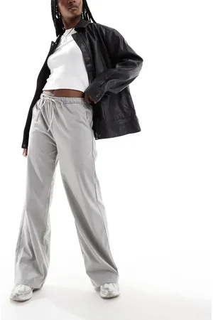 Stradivarius Broek met elastische tailleband in lichtgrijs