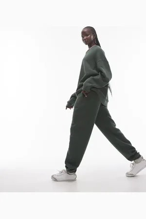 Topshop Joggingbroek met boorden in donkergroen, deel van co-ord set