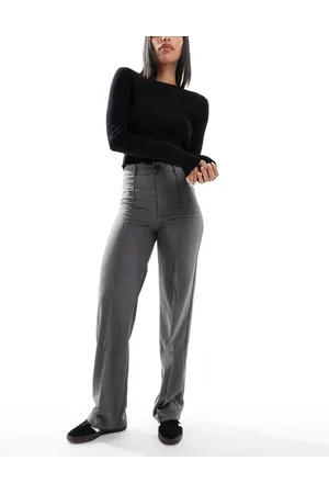 Pull&Bear Broek met rechte pijpen, hoge taille en zoom aan de voorkant in