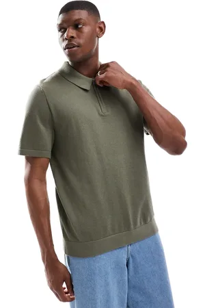 JACK & JONES Gebreide polo met ritsje in kaki