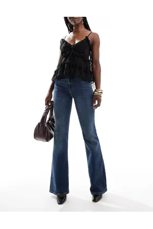 Pull&Bear Flared jeans met halfhoge taille in donkerblauw