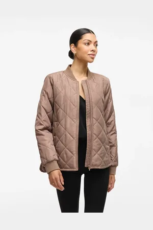 VILA Bomberjack in taupe grijs