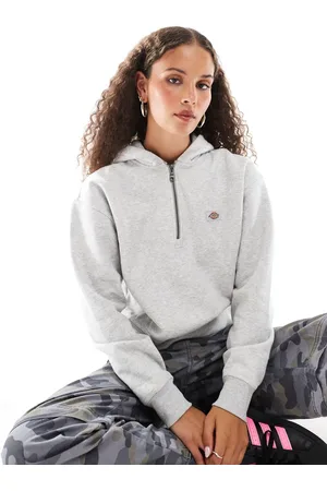 Dickies Seasonal - Trui met capuchon en korte rits in lichtgrijs