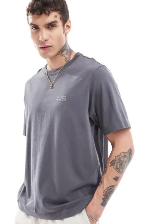 Abercrombie & Fitch Oversized T-shirt van zware stof met klein gepolijst logo in antraciet