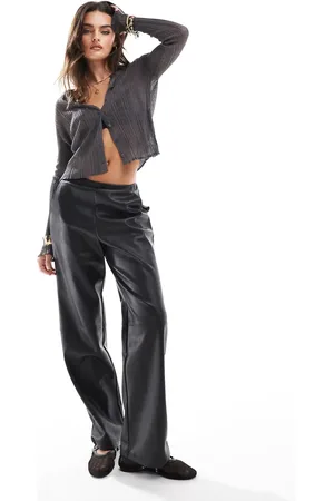 4th & Reckless Broek met rechte pijpen, elastische taille en leerlook in