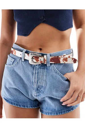 Pieces® Western riem van imitatie koeienvacht met gesp