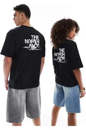 The North Face Oversized T-shirt met geschetste bergprint op de achterkant in