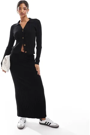 Object Geribbelde gebreide maxi rok in , deel van co-ord set