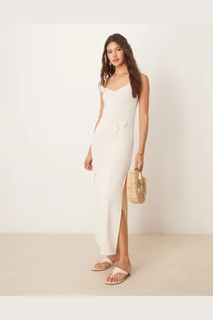 New Look Maxi-strandjurk met gehaakte bloemen in crème