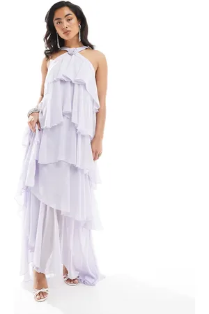 VERO MODA Felicia - Maxi-jurk met halternek, stroken en corsage in lila