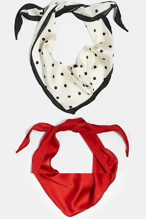 MANGO Set van 2 sjaaltjes in en rood