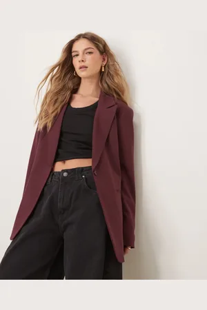 ASOS Elegante ruimvallende blazer in donker kersenrood